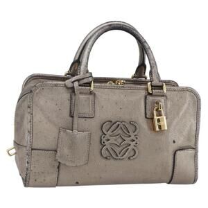 LOEWE Anagram Americana 28 Hand Bag Leather Gold Auth 152592
